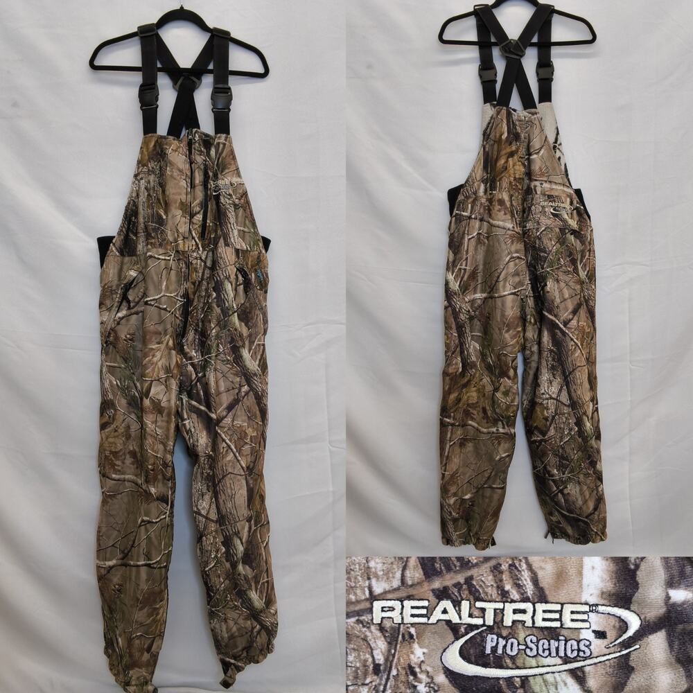 Realtree Pro Series Fleece Lined Hunting Bibs Size XL Camo Waterproof #W5073